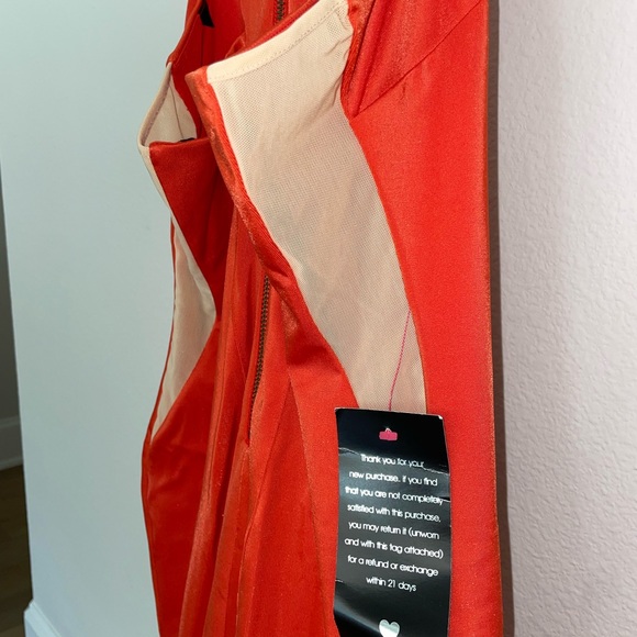 Brand New Women’s Bebe Dress Side Mesh Insert Orange size M Zip Up Back - Picture 4 of 5